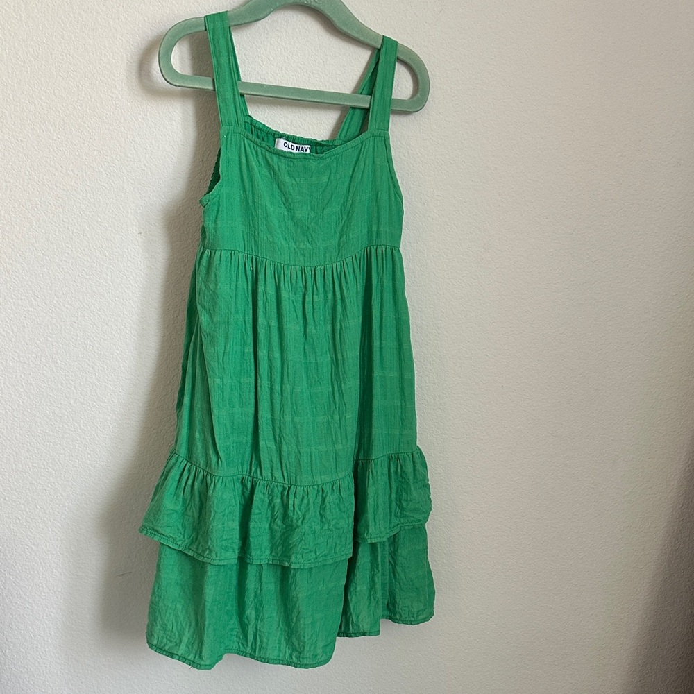 Old Navy Girls Green Tiered Sundress with Ruffle Hem
